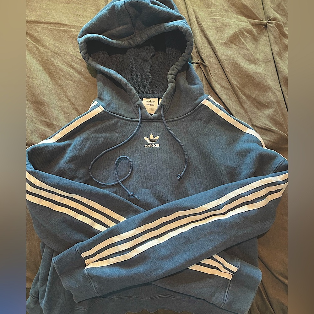 Adidas Cropped Drawstring Hoodie💙